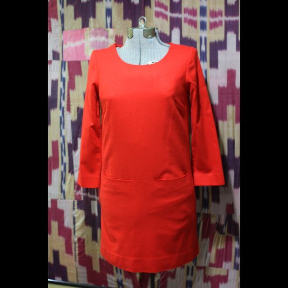 J. CREW Solid Red Long Sleeve Dress - Picture 1 of 4